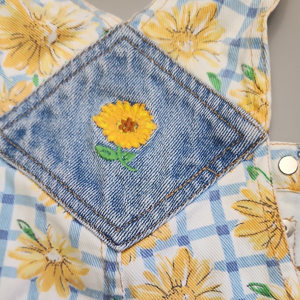 Early 90s Vintage Floral Denim Kids Overalls - Picture 7 of 8